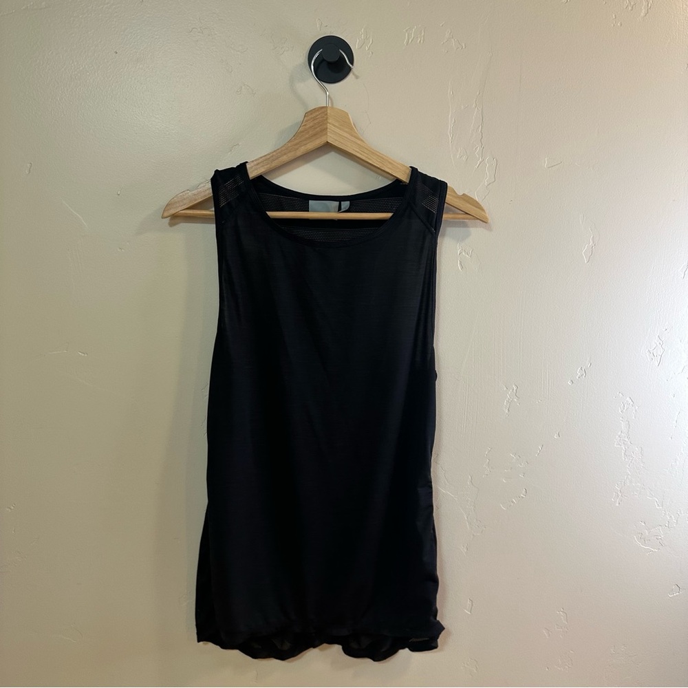 Athleta Black Patterned Mesh Athletic Tank Top Size Small